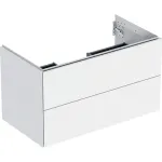Mueble bajo Geberit serie ONE para lavabo, con dos cajones: Ancho de lavabo=90cm, Blanco, Cubierto mate
